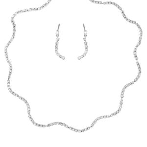 peora silver plated cubic zirconia studded necklace earring stylish fashion jewellery set for women & girls