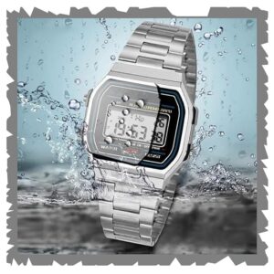 goldenize fashion trending casual digital black grey alarm slim dial men's & women's rose gold stainless steel chain watch gasio watch for couple gift